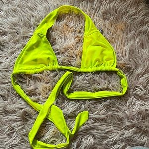Aerie Triangle Tie Neon Lemon Bikini Top